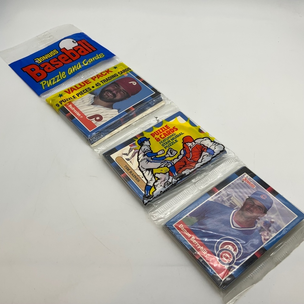 VTG Donruss Baseball Value Pack 9 Puzzle Pieces & 45 Trading Cards MLB